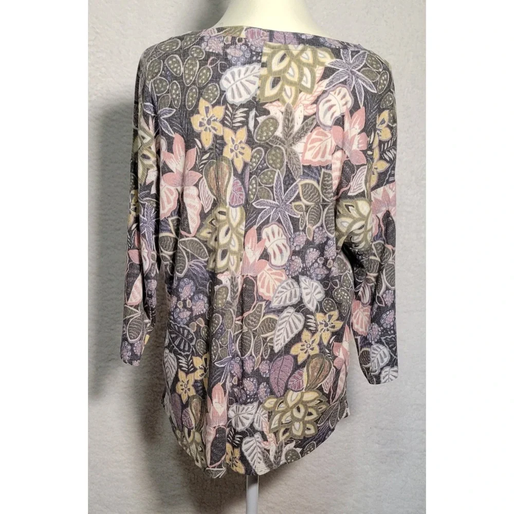 CJ Banks Tunic Top Shirt Womens Size X (14W) 3/4 Sleeve Floral‎ NWT New 0417 - Picture 2 of 6